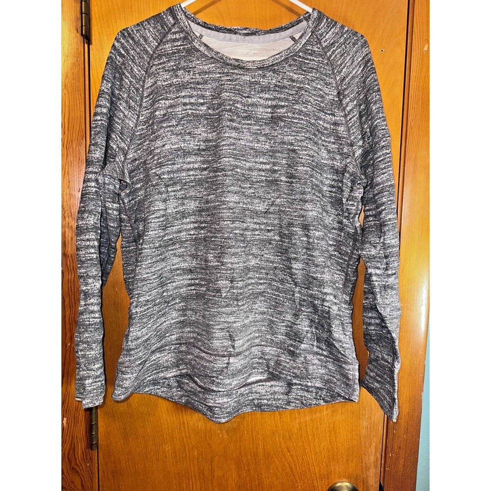 Kirkland Womens Pullover Sweatshirt Large Heathered Gray Crewneck Long Sleeve